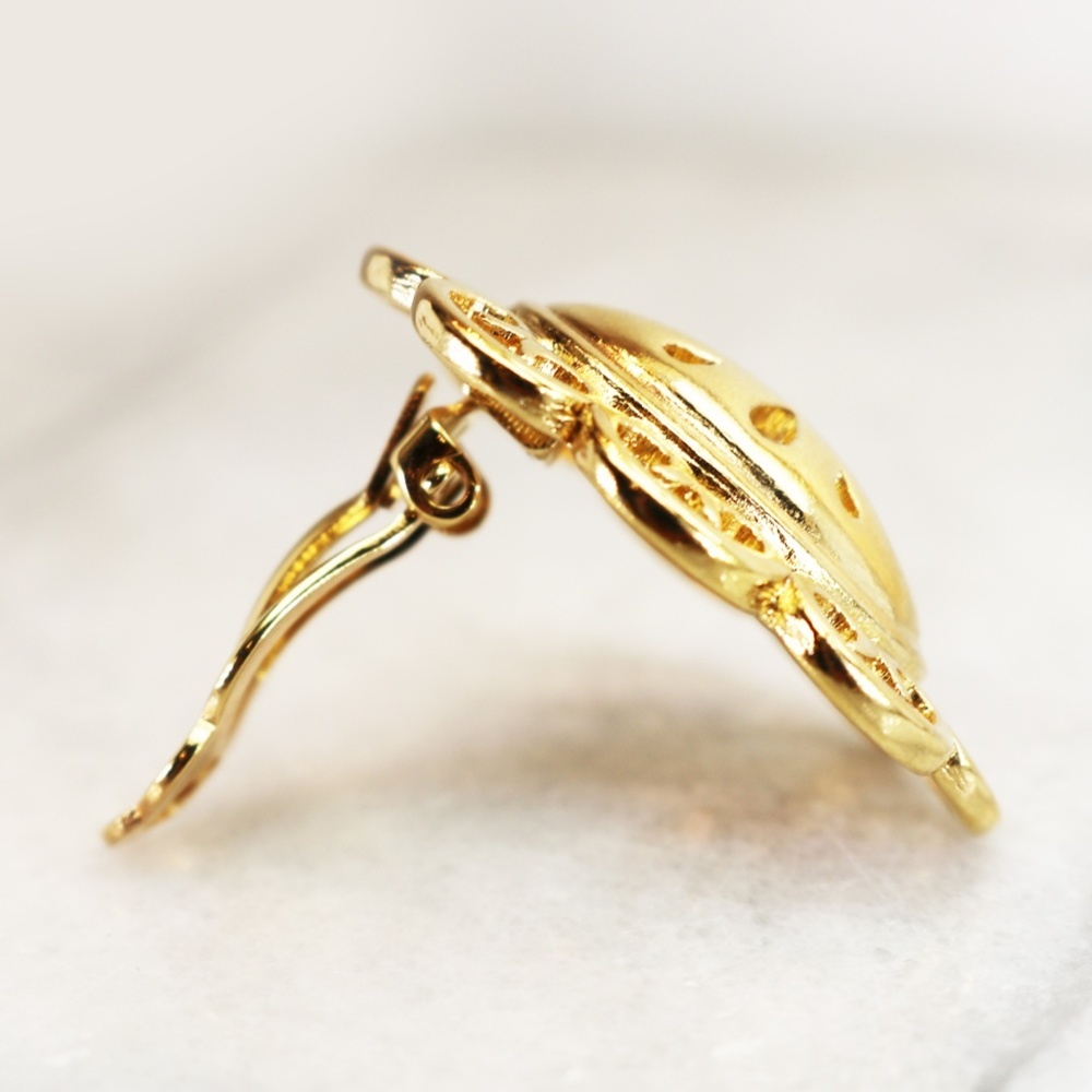 ⚜️ Vintage Givenchy Gold Clip On Earrings ⚜️ - Picture 4 of 12